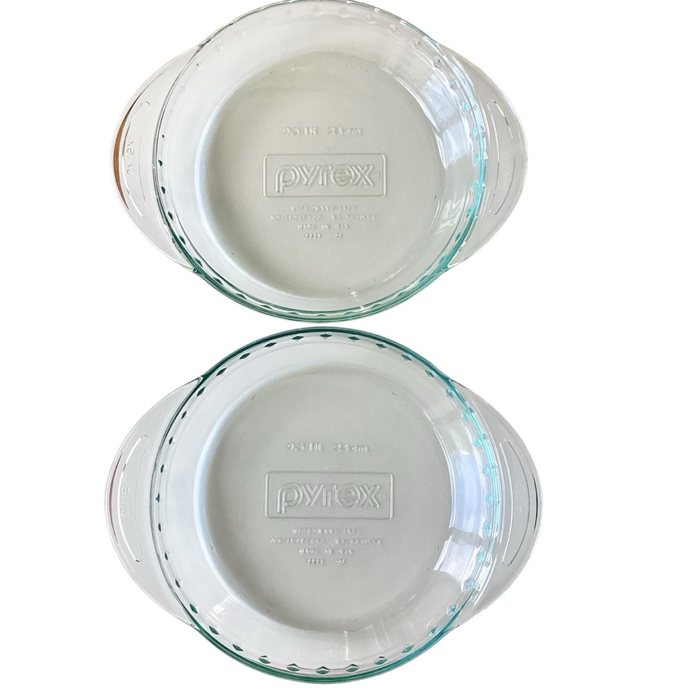PYREX | Two 9.5” Glass Pie Plates No. 2229 with Tab Handles
